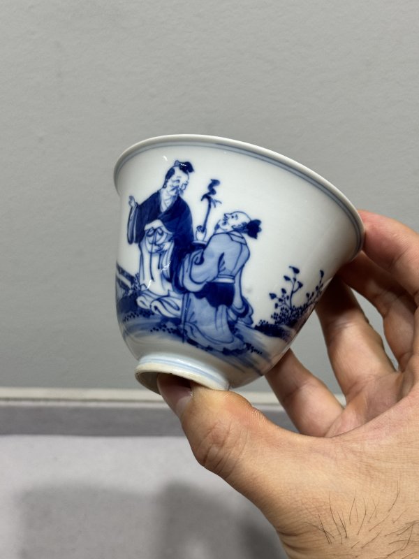 清雍正-乾隆 青花高士“福在眼前”铃铛杯 - 图8