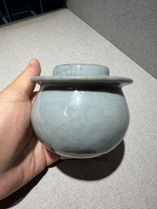 清雍正 仿汝釉糊斗 - 图2