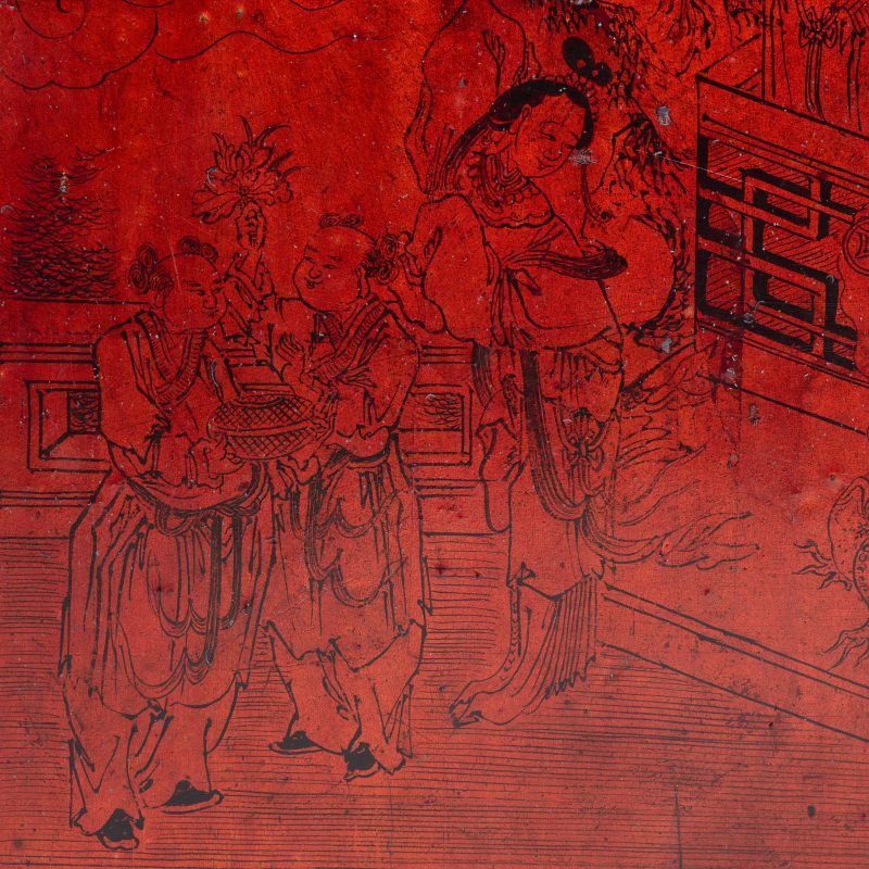 清 红漆人物多宝提盒 - 图10