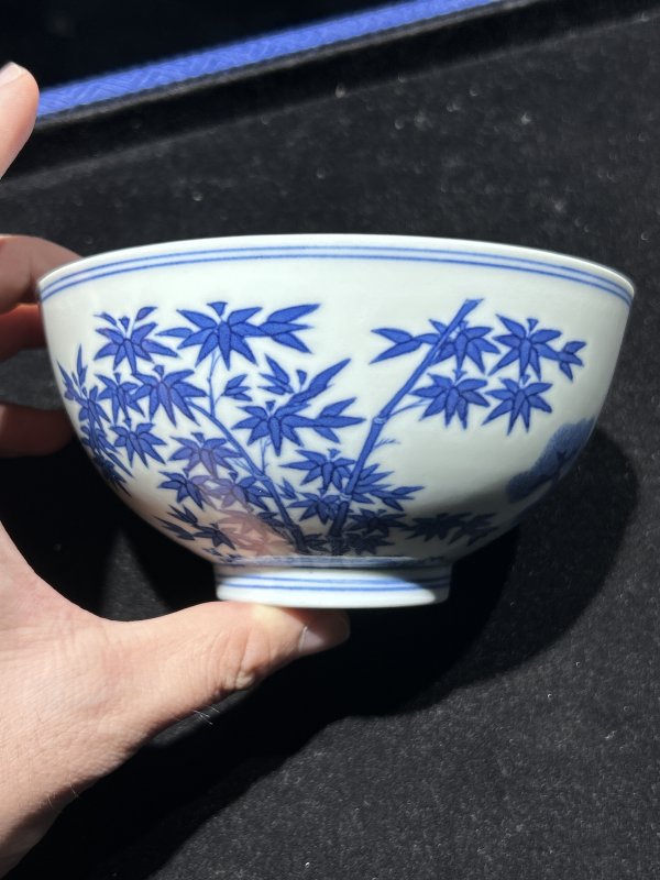 清道光 青花松竹梅岁寒三友纹碗 - 图3