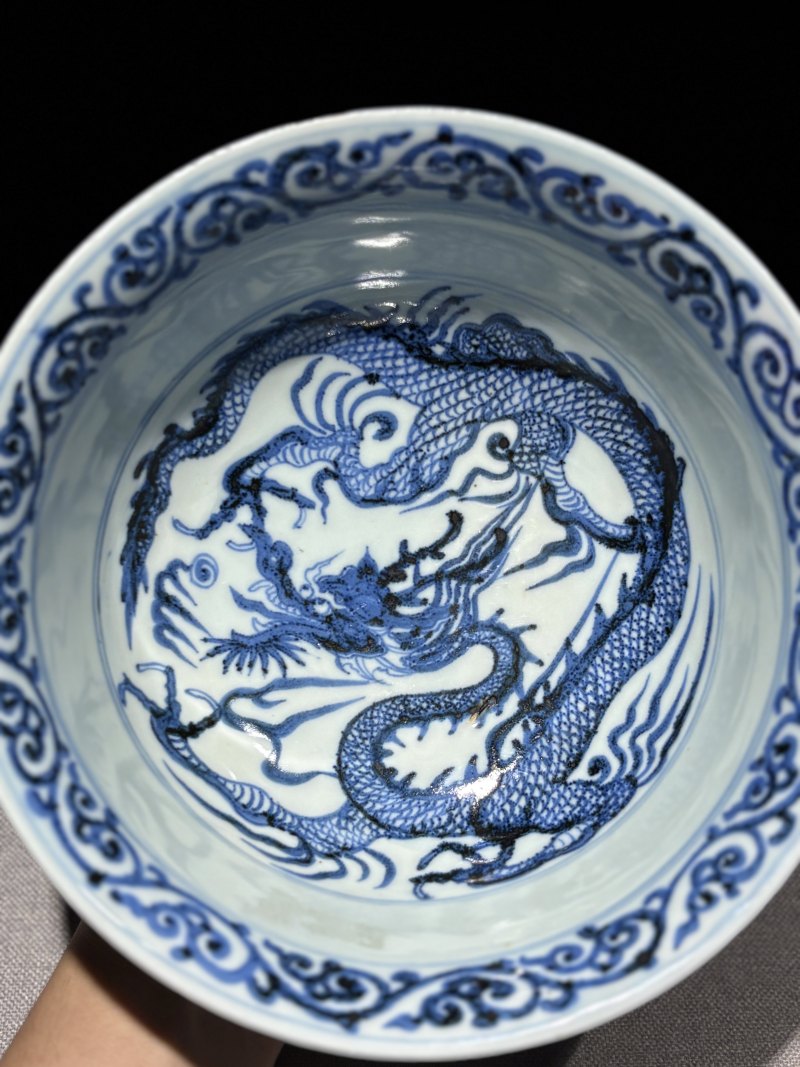 元 青花外莲瓣内龙纹碗 - 图4