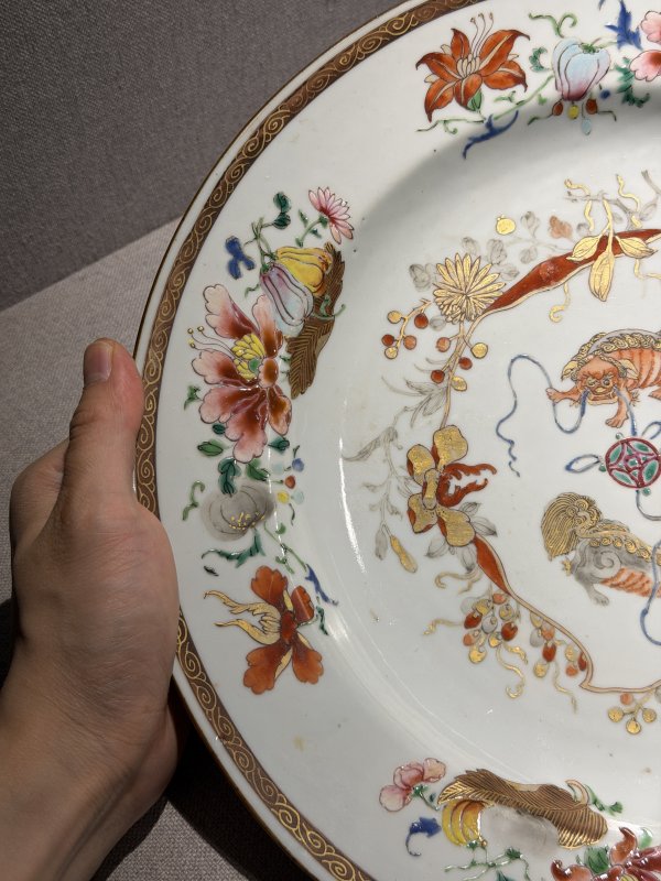 清 青花及粉彩盘、碗、碟一组四件 - 图46