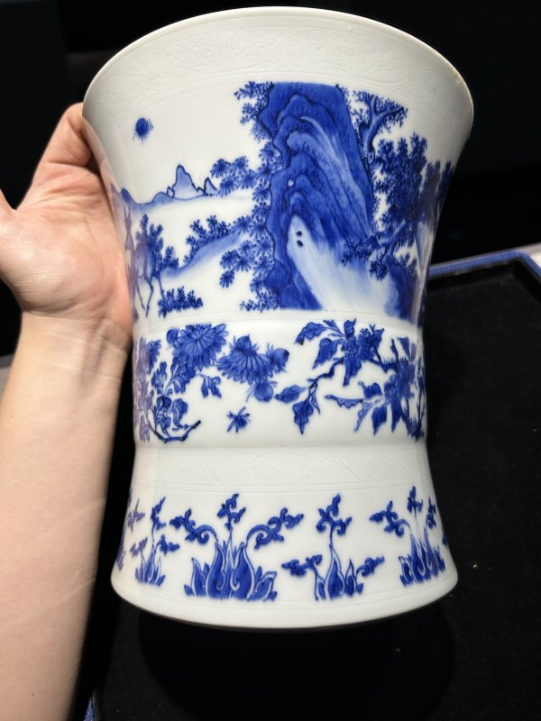 明崇祯 青花围炉煮茶图大笔海 - 图3