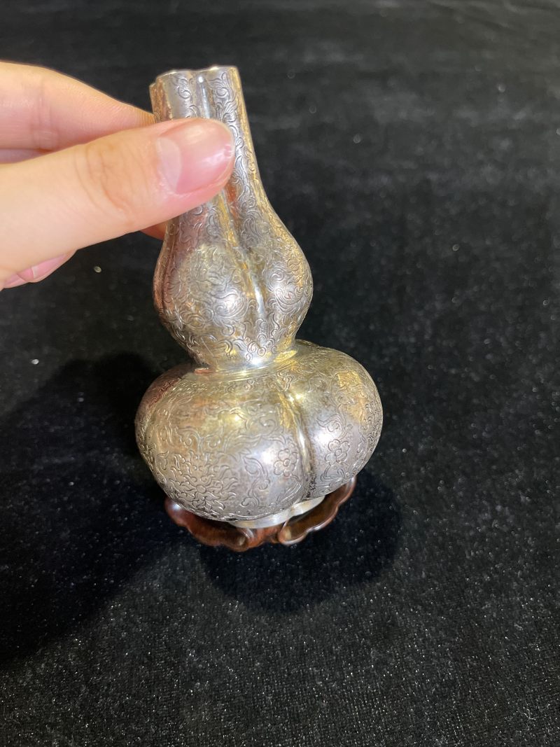 清 银制花卉纹葫芦 - 图7