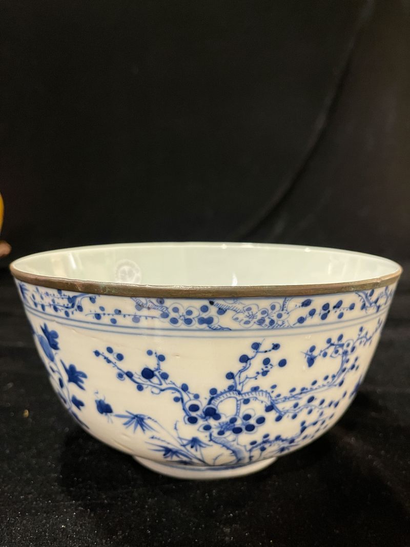清光绪 “若深珍藏”款青花花卉纹碗 - 图3