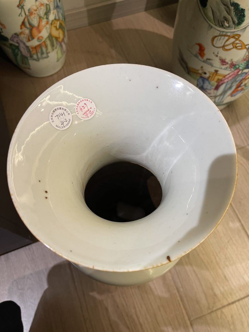 清 粉彩人物诗文瓶两对4件 - 图9