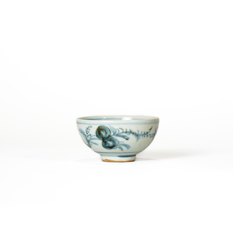 明早期 青花三多纹茶圆 - 图1