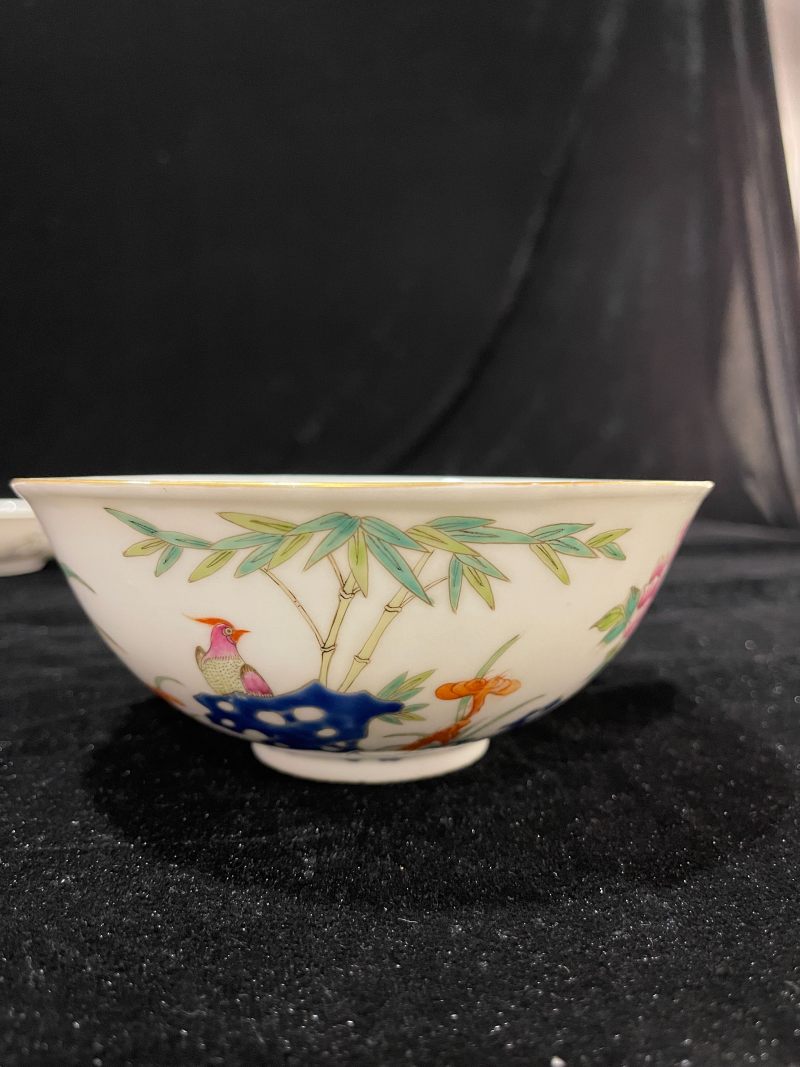清晚期 粉彩花卉纹碗 - 图2
