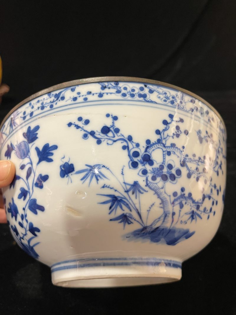 清光绪 “若深珍藏”款青花花卉纹碗 - 图5