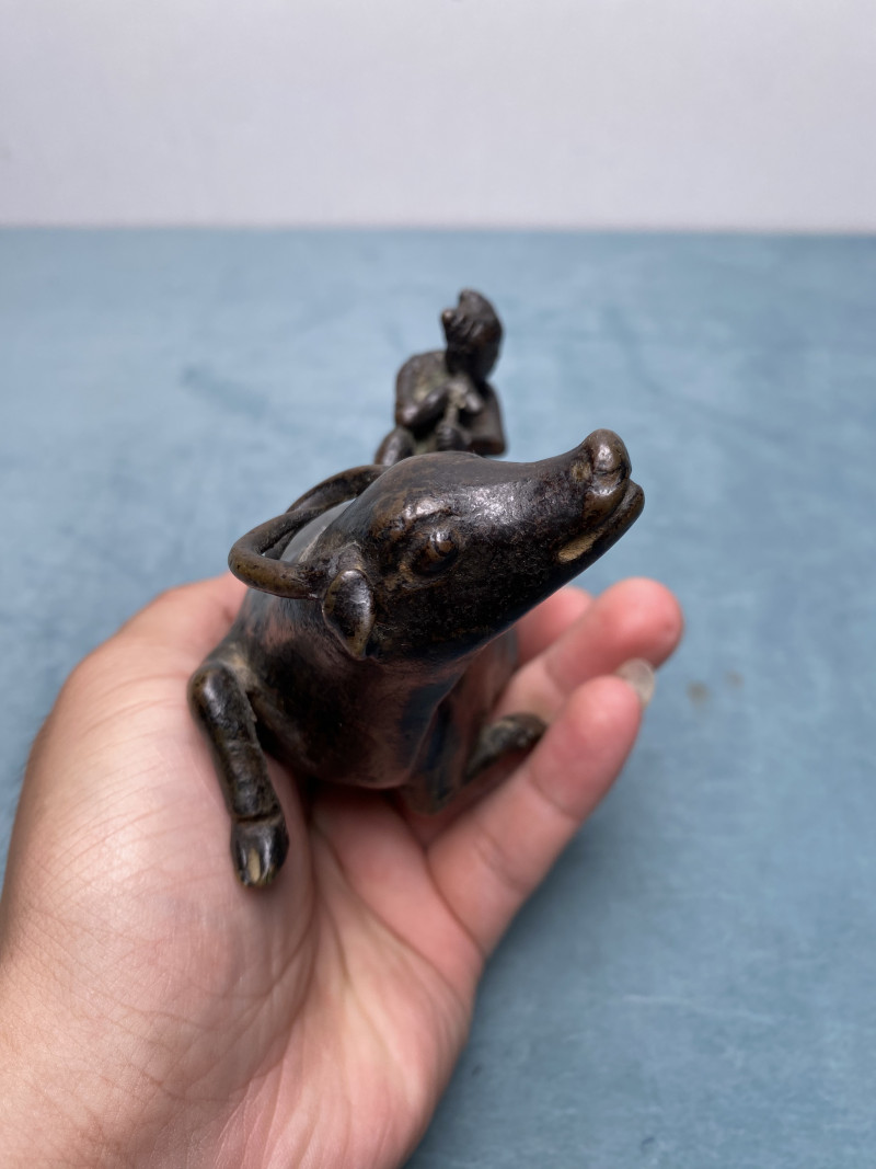 清 铜童子牧牛摆件 - 图11
