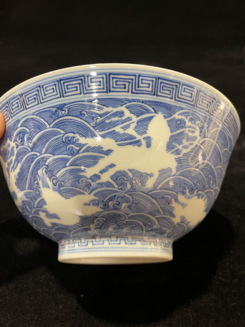 清光绪 青花海八怪纹碗 - 图5