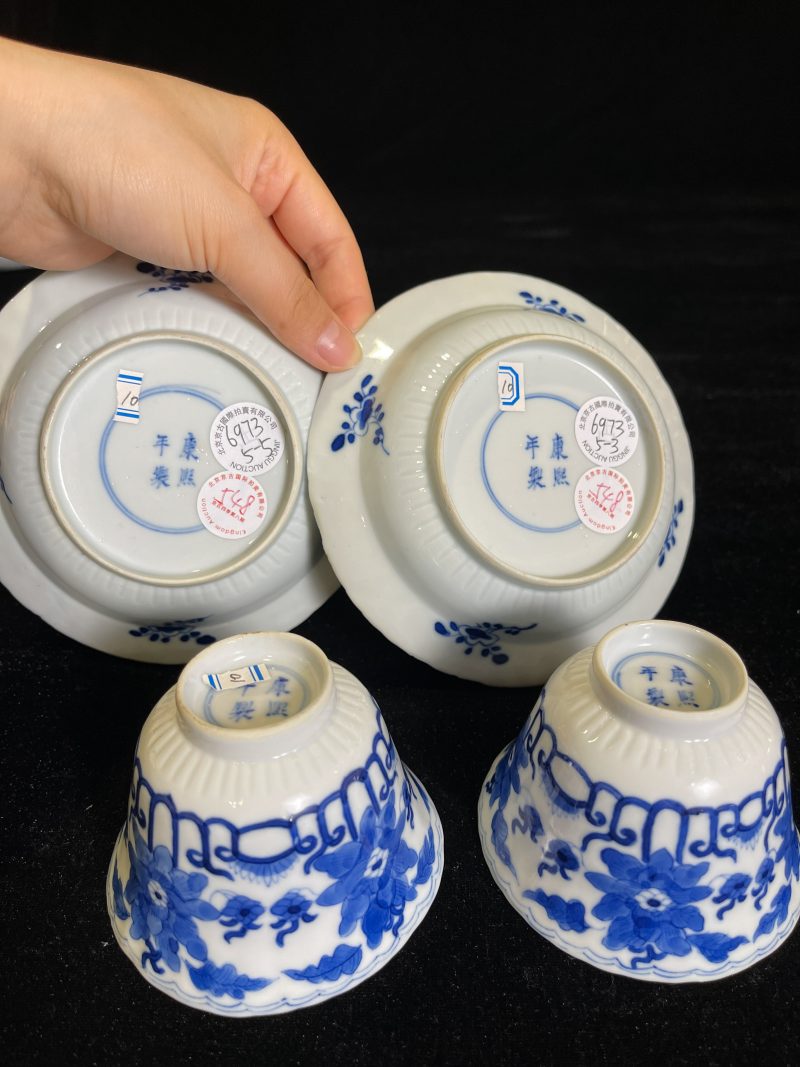 清光绪 青花壶、杯、碟一套5件 - 图8