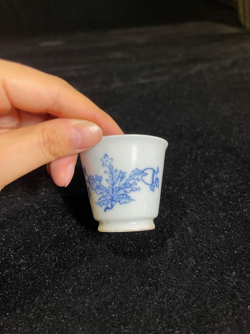清康熙 青花三多纹杯 - 图4
