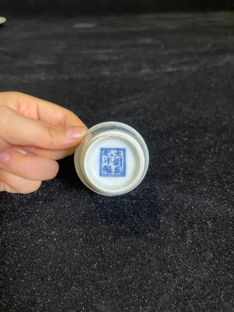 清康熙 青花三多纹杯 - 图5