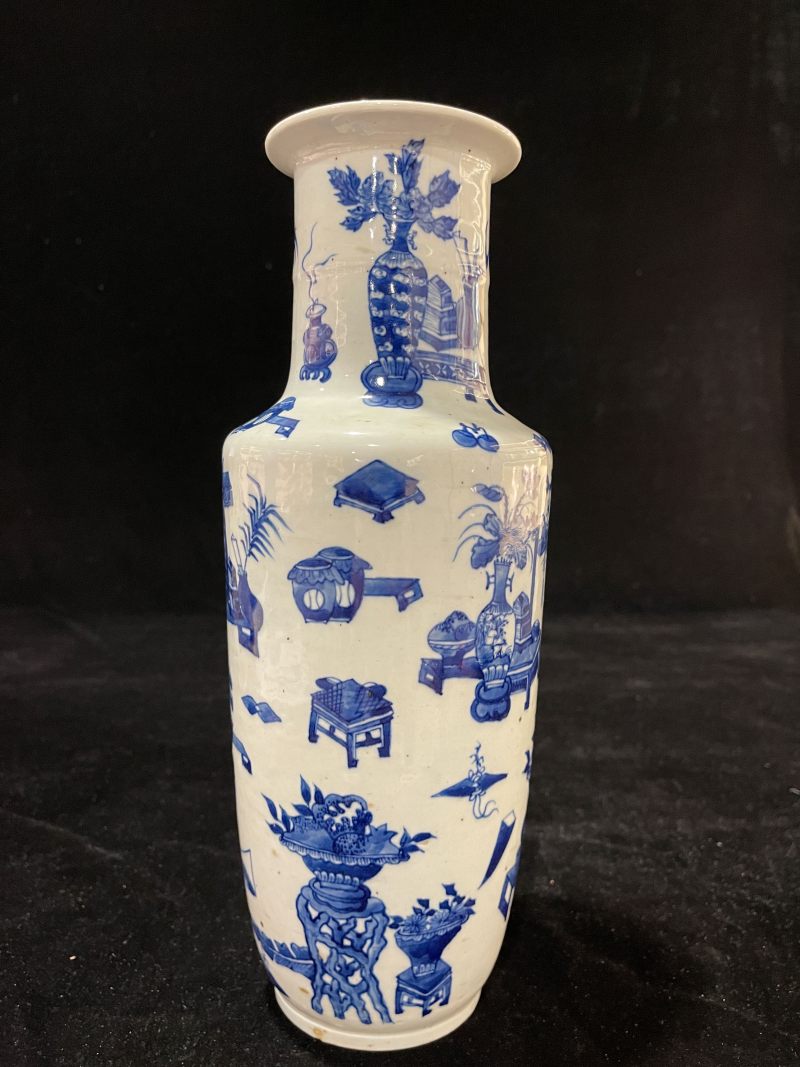 清光绪 青花博古图瓶 - 图2