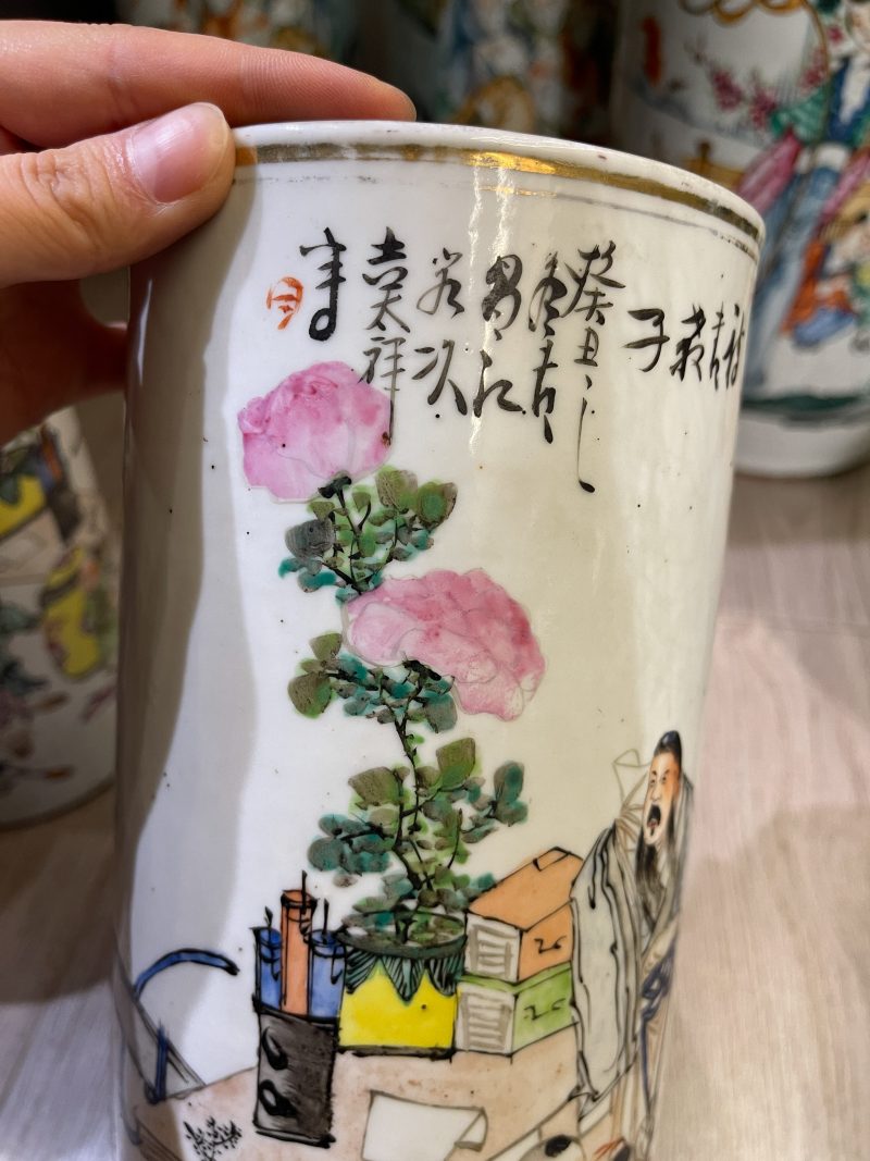 民国 粉彩人物纹帽筒两对4件 - 图4