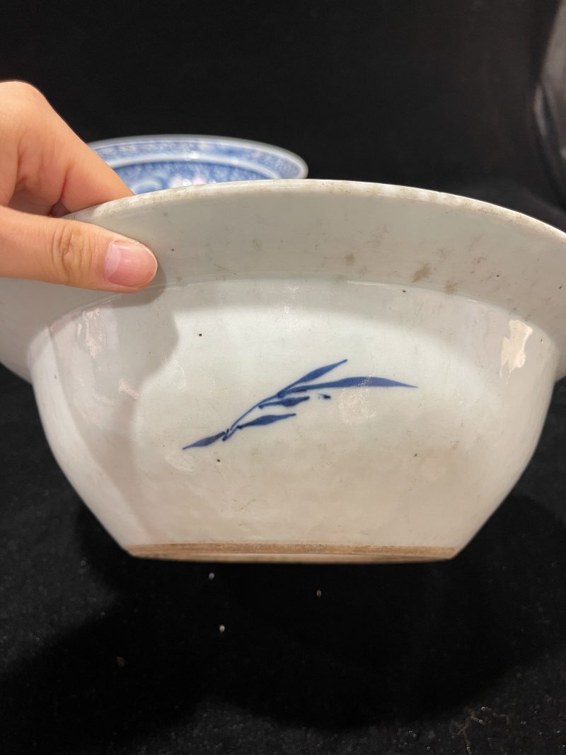清中期 青花折沿洗一组3件 - 图13