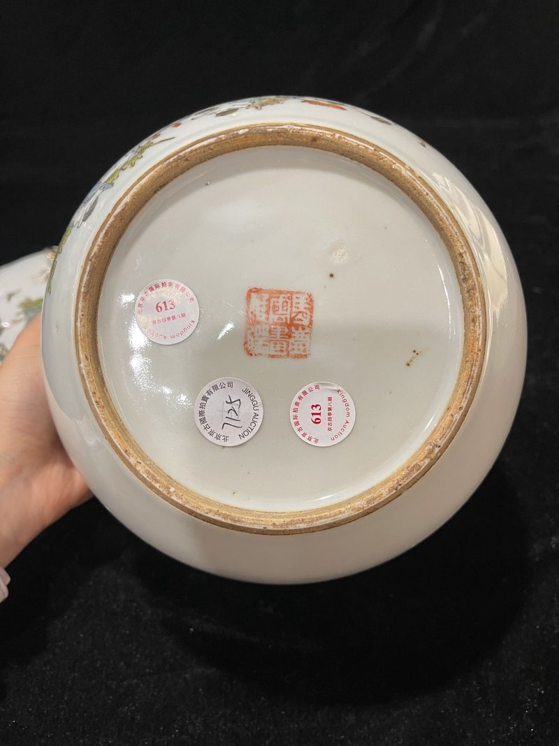 清 浅降彩婴戏图粥罐 - 图8