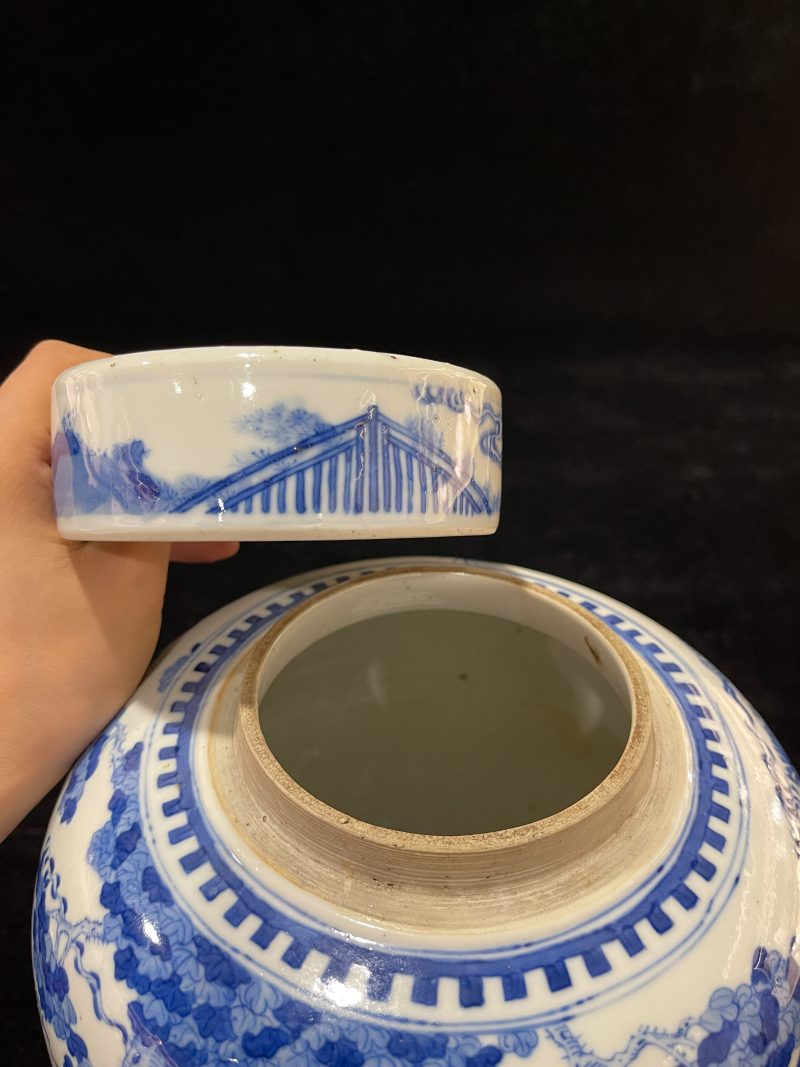 清康熙 青花婴戏图盖罐 - 图7