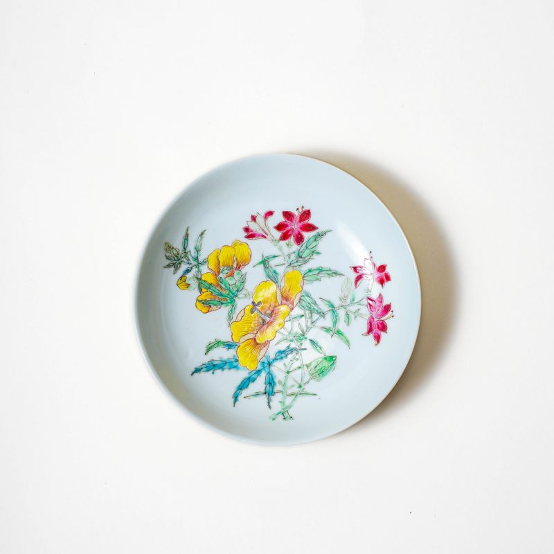 清雍正 粉彩花卉纹盘 - 图1