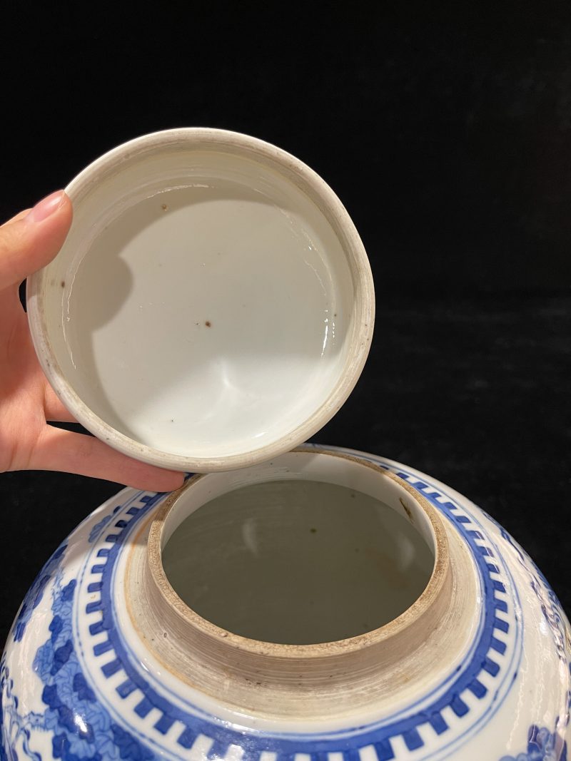 清康熙 青花婴戏图盖罐 - 图8
