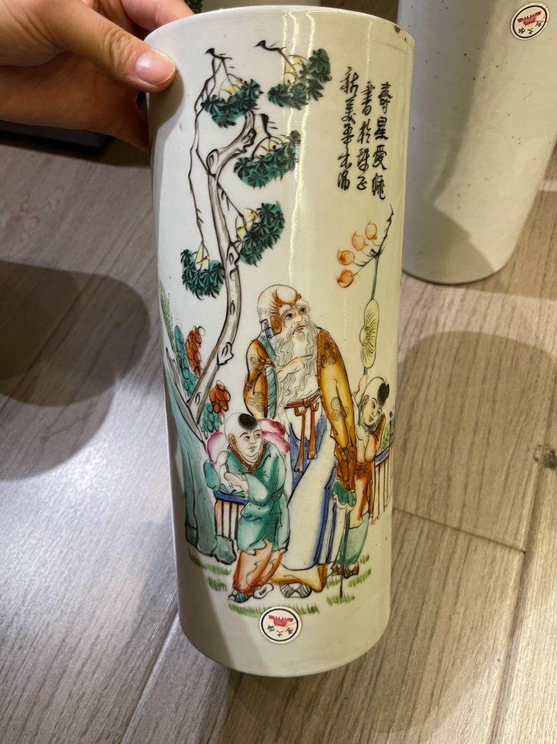 民国 粉彩人物纹帽筒两对4件 - 图11