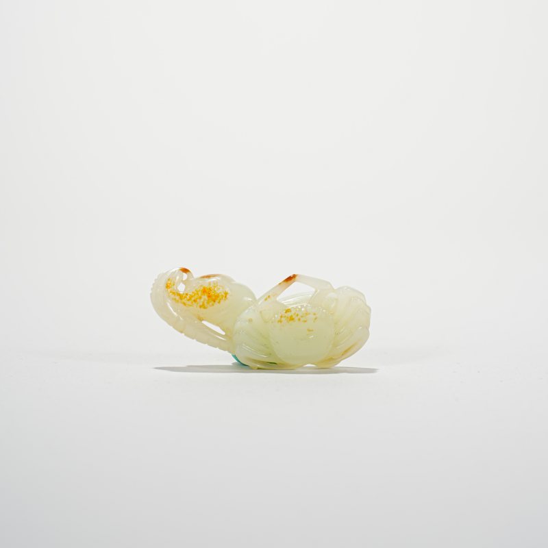 清 白玉海清河盐挂件