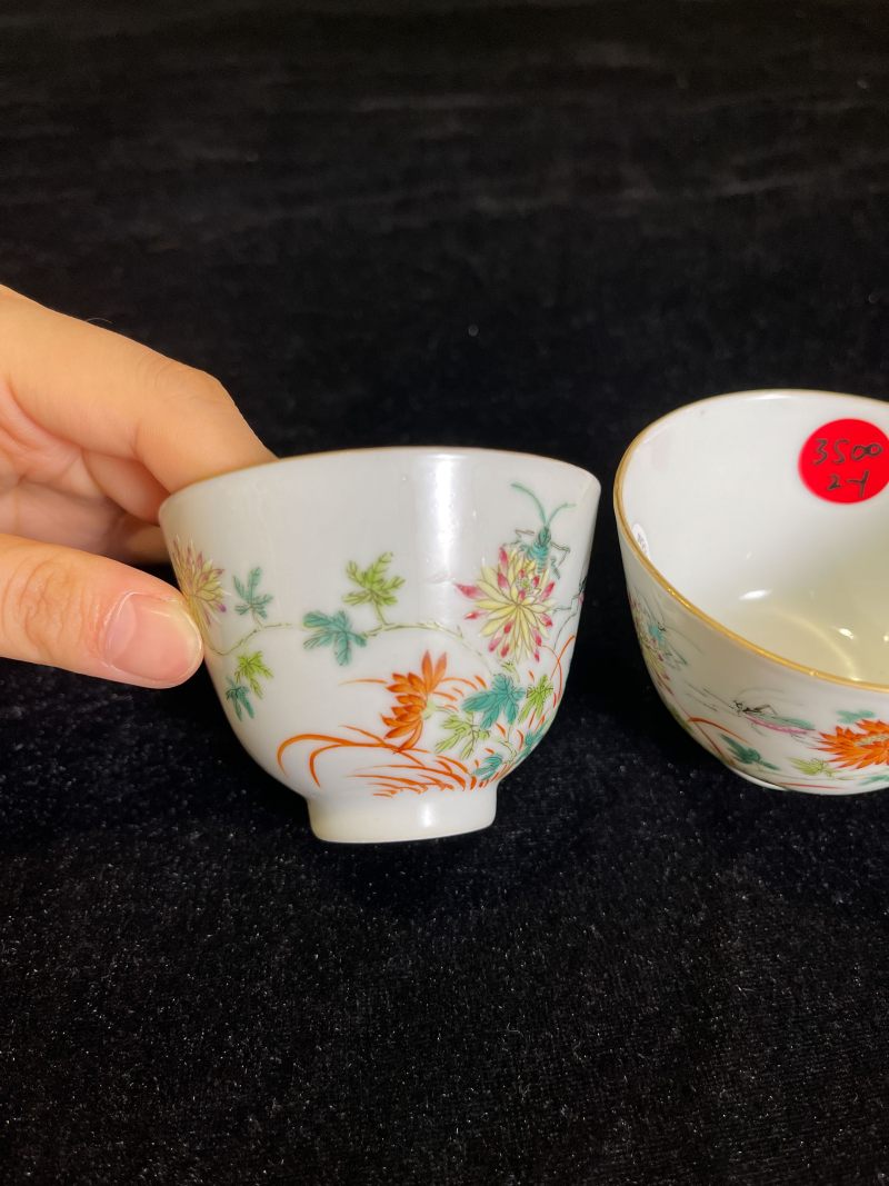 清光绪 粉彩飞黄腾达纹杯一对 - 图3