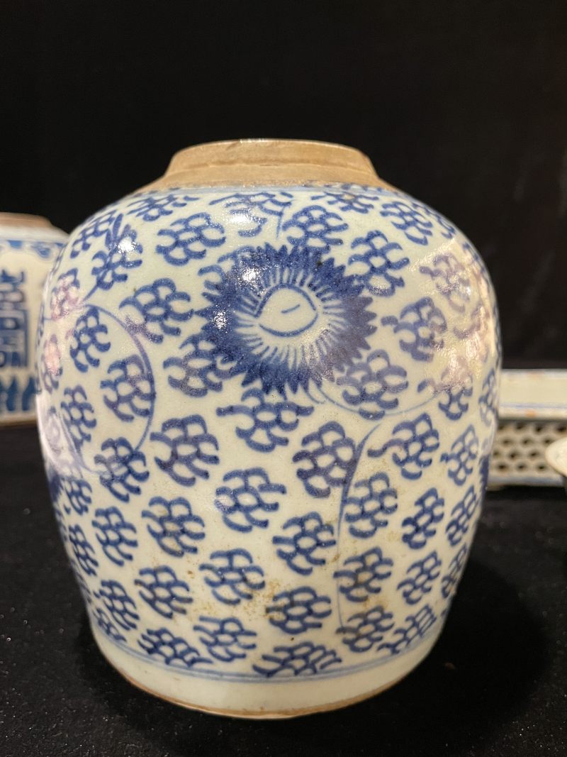 清 青花罐、青花碗、四方洗、青花壶一组6件 - 图7