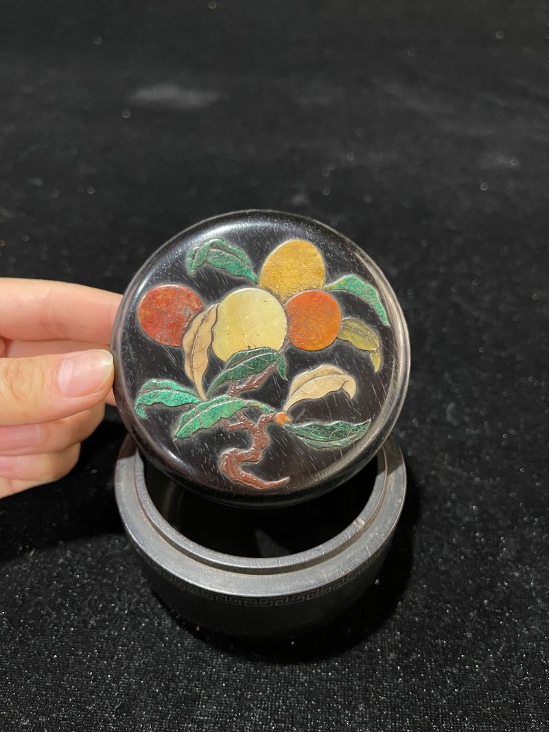 清乾隆 紫檀嵌百宝花果盒 - 图3