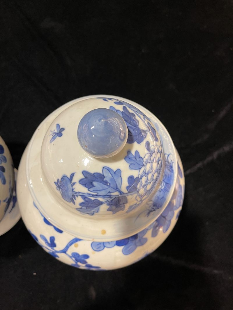 清光绪 青花花鸟纹将军罐一对 - 图5