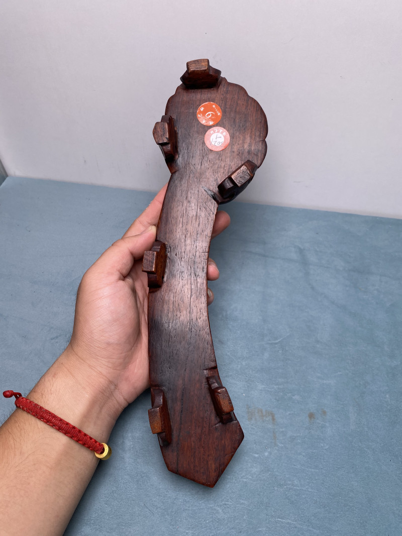 清 双色铜诗文如意香薰（附原配黄花梨座） - 图25