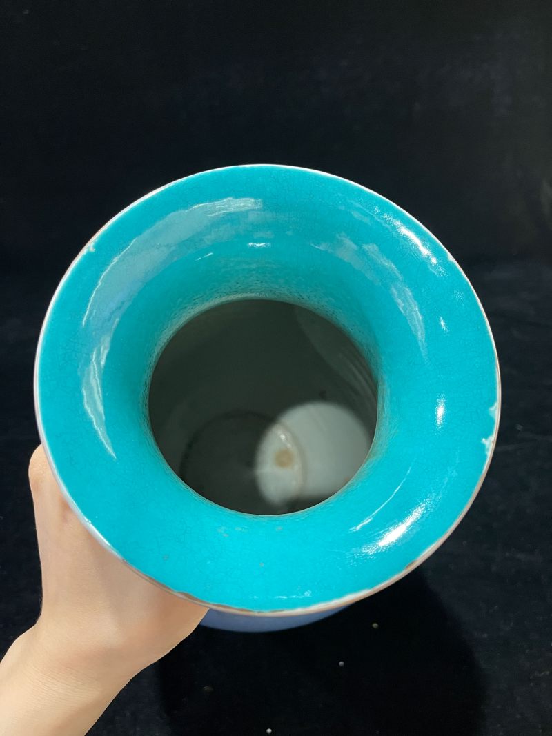 清中期 蓝釉描金山水灯笼瓶 - 图6
