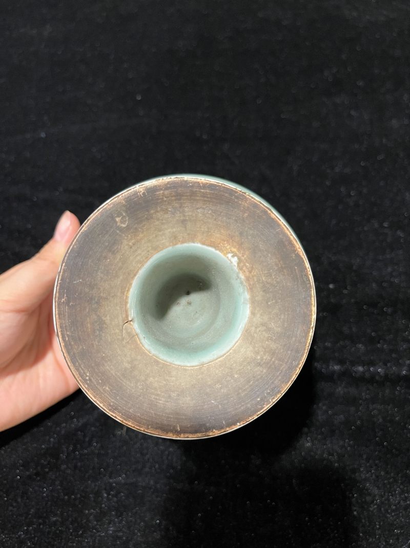 清雍正 龙泉釉高足杯 - 图5