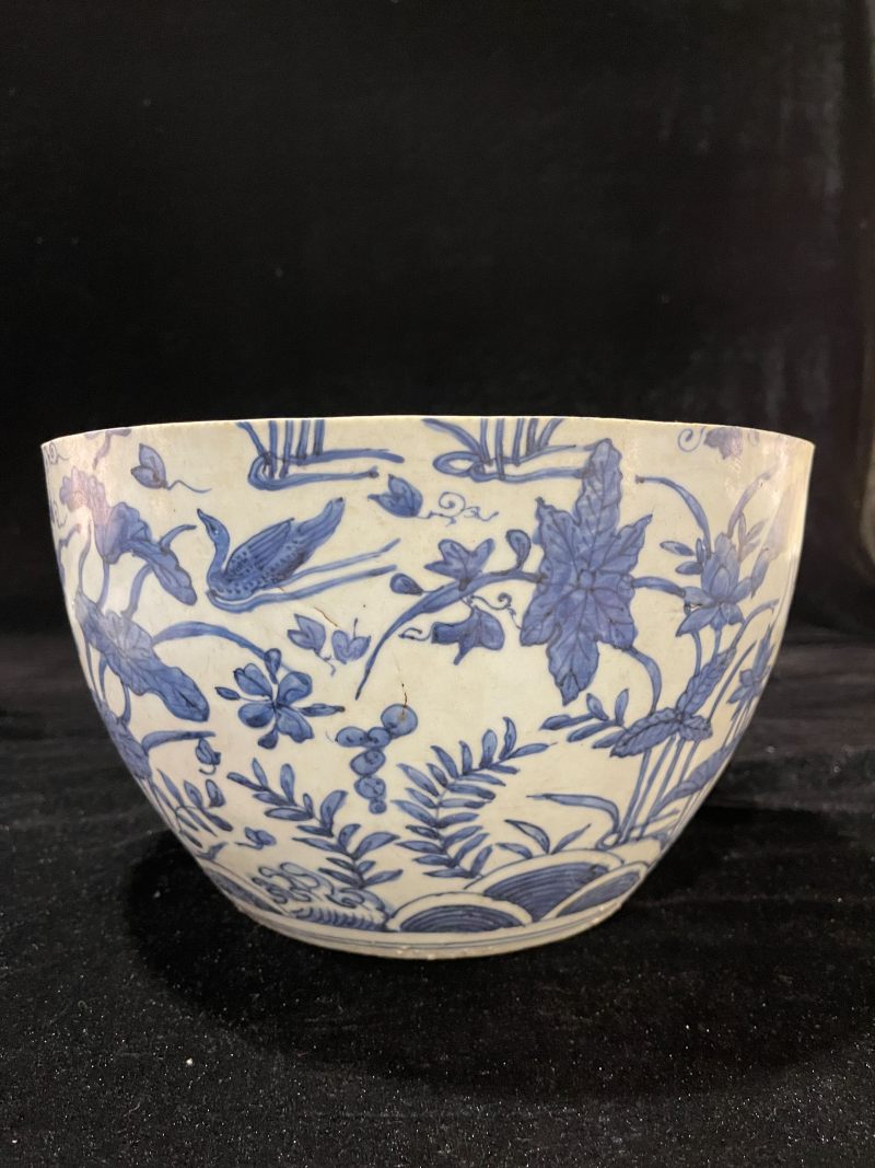 明万历 青花满池娇卷缸 - 图2
