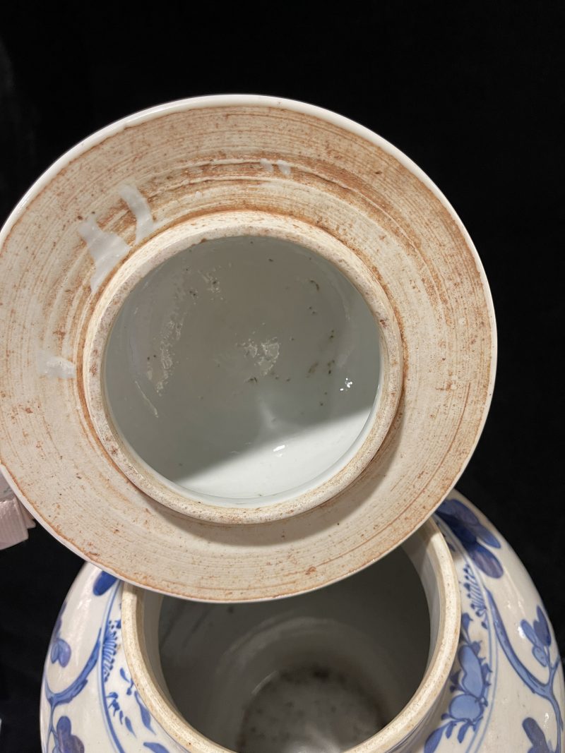 清光绪 青花花鸟纹将军罐一对 - 图7