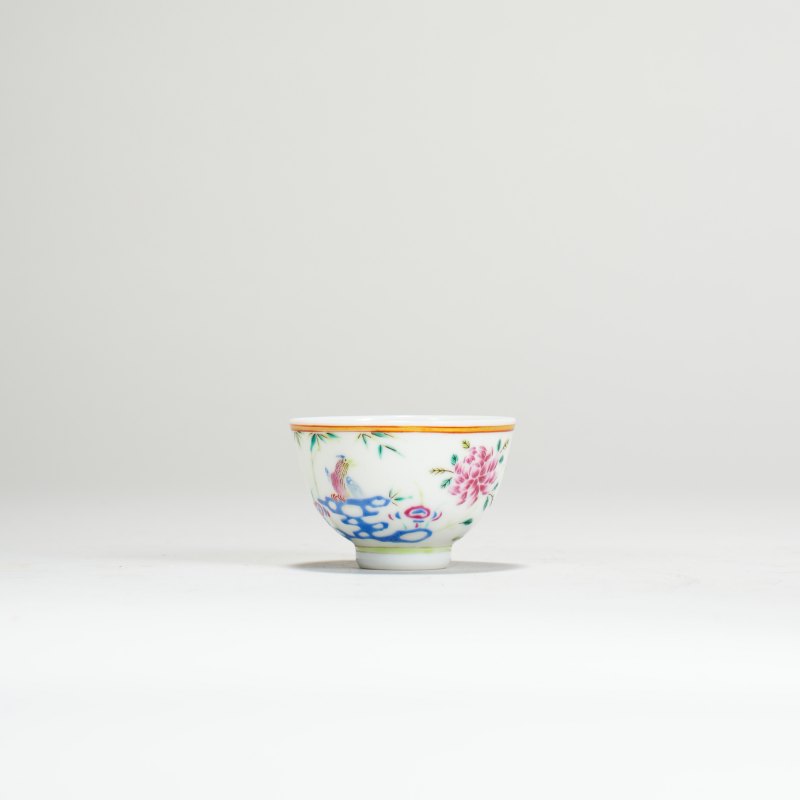 清光绪 粉彩洞石花鸟纹杯 - 图1