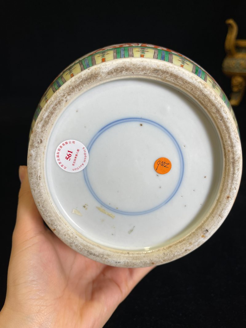 清光绪 五彩锦地开光花鸟图棒槌瓶 - 图7