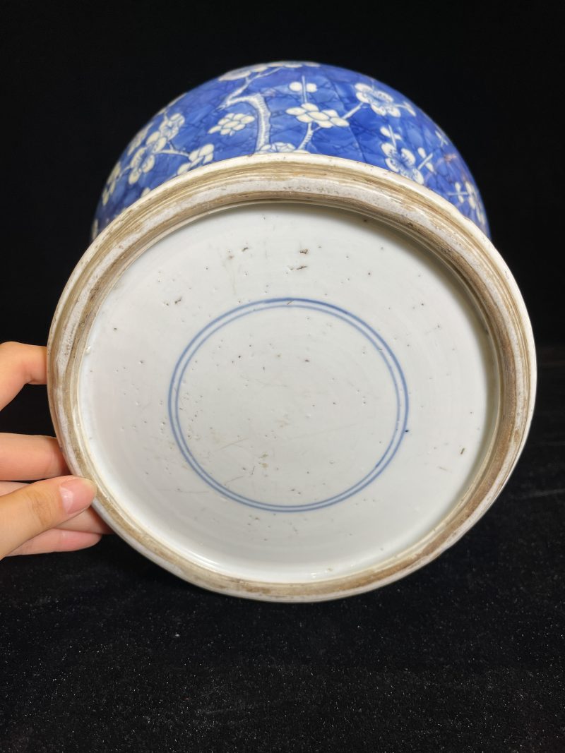 清康熙 青花冰梅将军罐 - 图5