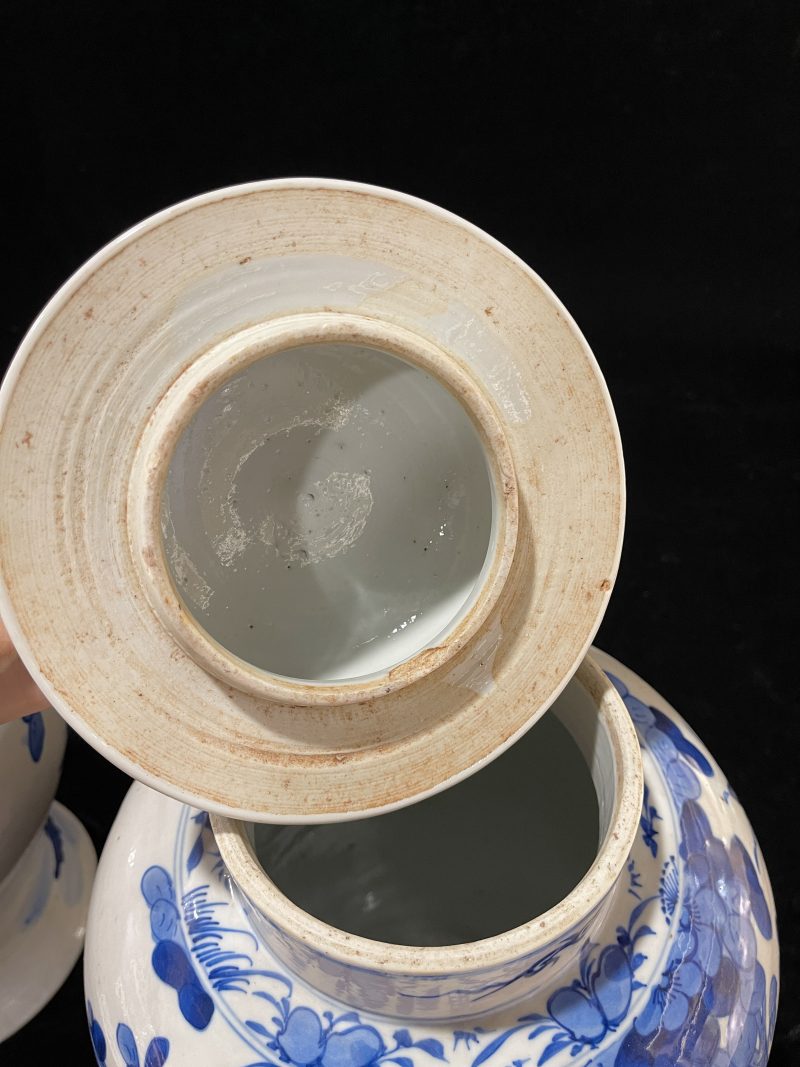 清光绪 青花花鸟纹将军罐一对 - 图10