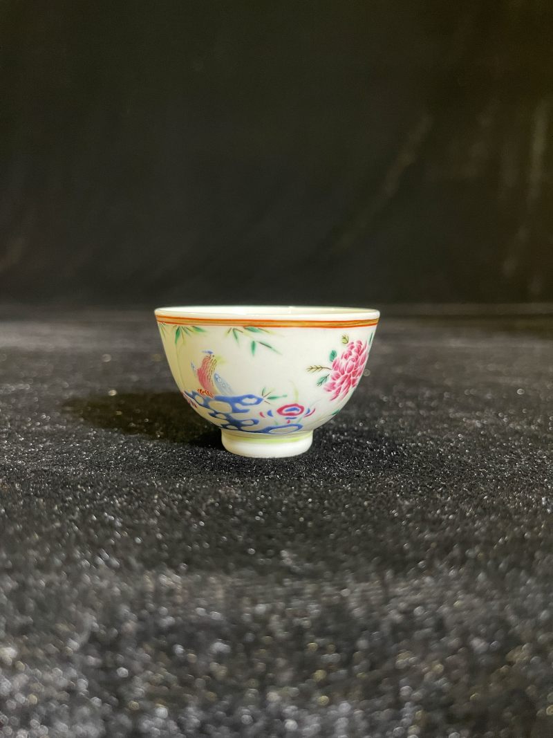 清光绪 粉彩洞石花鸟纹杯 - 图2