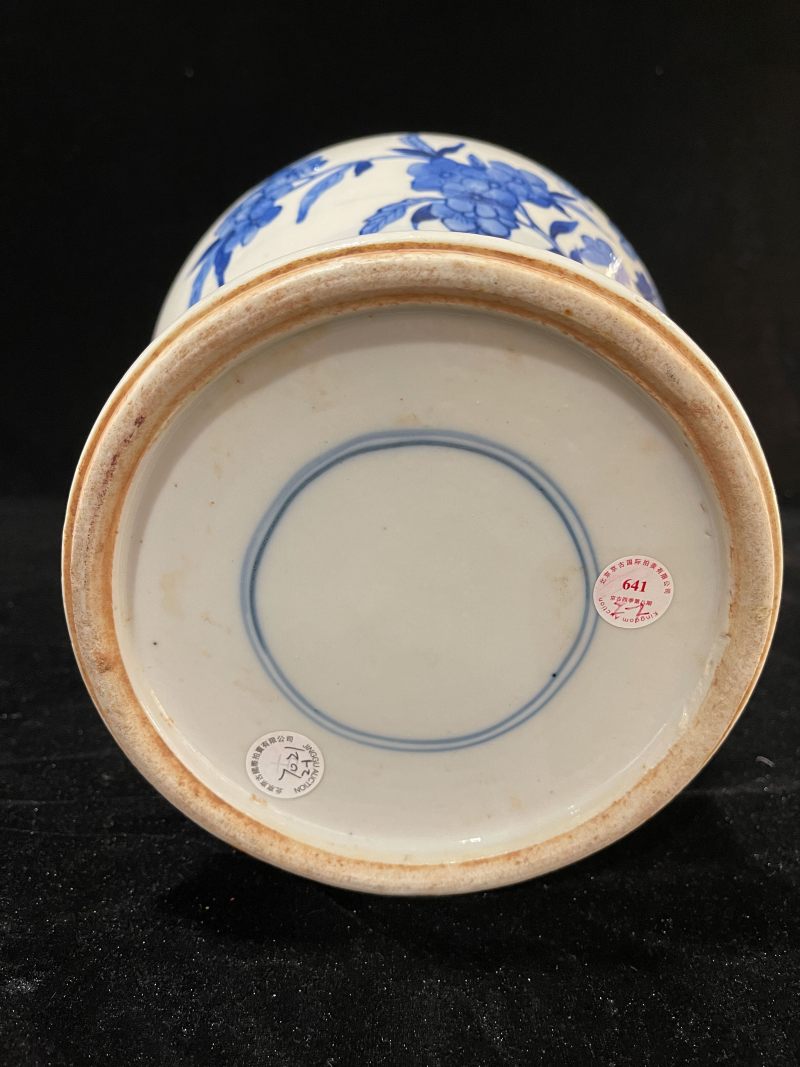 清光绪 青花花鸟纹将军罐一对 - 图11