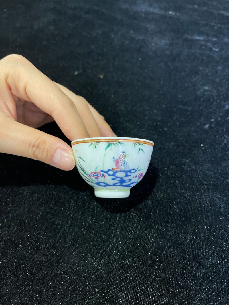 清光绪 粉彩洞石花鸟纹杯 - 图3
