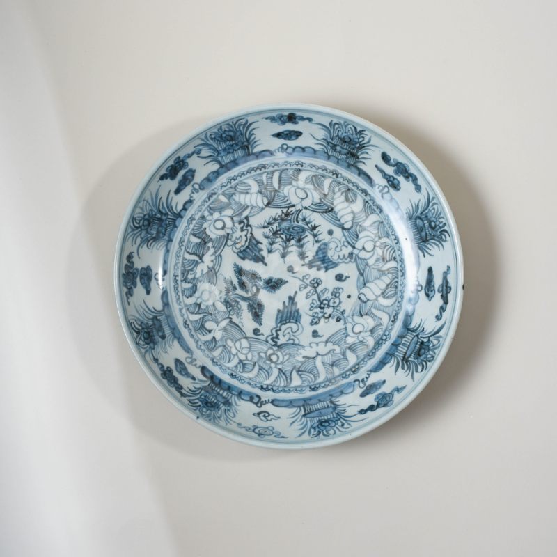 明正德 青花松竹梅盘 - 图1