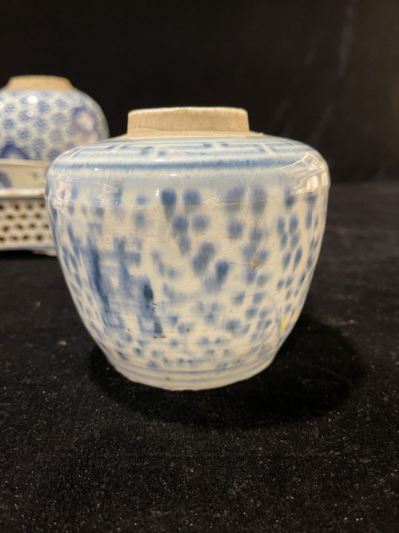 清 青花罐、青花碗、四方洗、青花壶一组6件 - 图17
