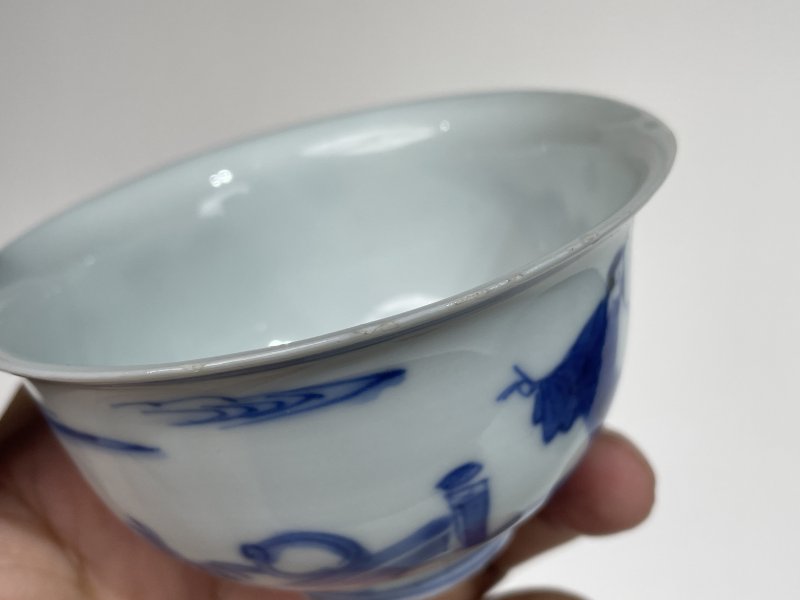 明晚期 青花高仕图杯一对 - 图13