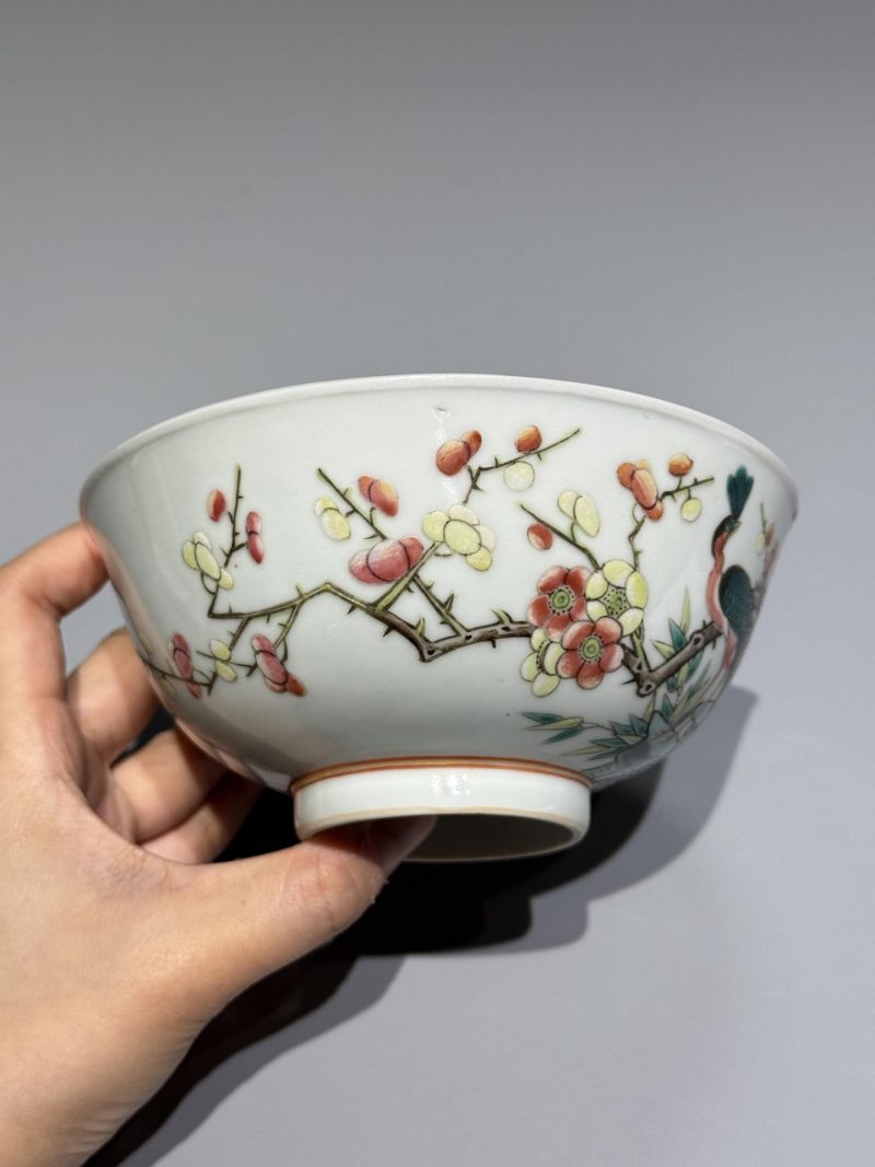    清晚期 粉彩凤凰梅花碗 - 图4
