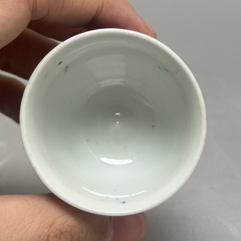 清晚期 青花竹纹杯一对 - 图7