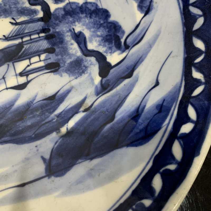 清 青花山水纹大盘 - 图5