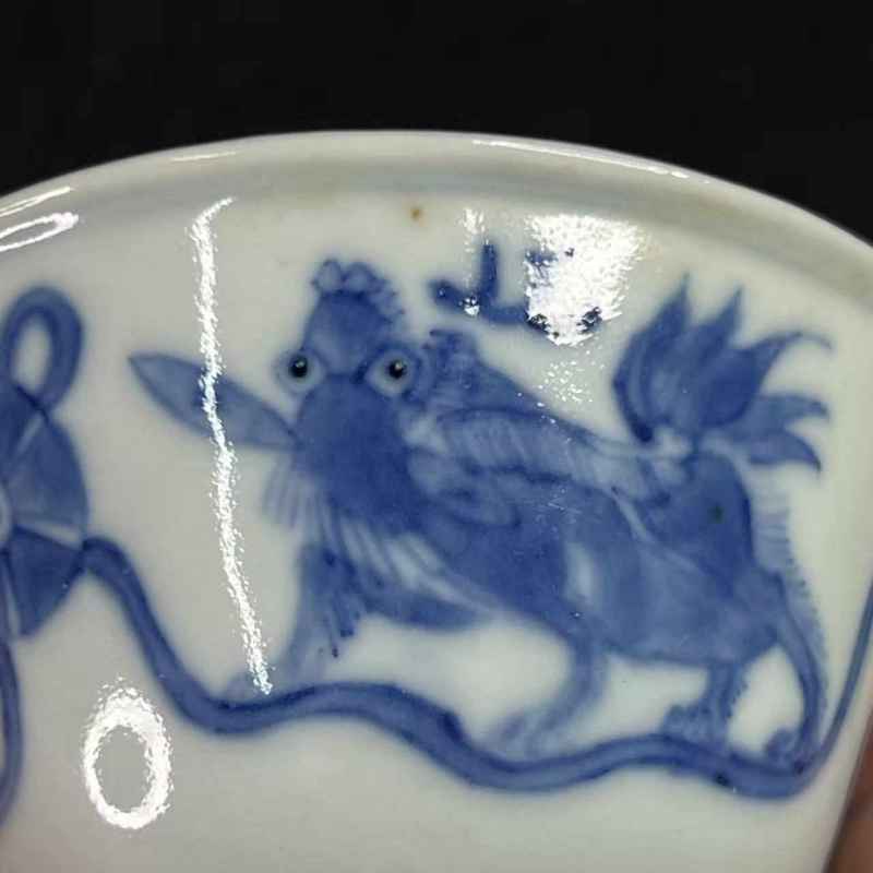 清早期 青花狮纹杯一对 - 图20